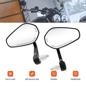 7/8" or 1" Motorcycle Motorbike Scooters Rear View Side Mirror Handle Bar End Mirrors For Yamaha Kawasaki Black