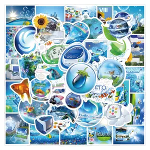 55 Cartoon Frutiger Aero Stickers, Waterproof Decorative Stickers for Planner, Stationery, Water Bottle, Computer, Phone Case, Notebook