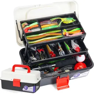 3 Layers Tackle Box with Tackle Included, 321 count Fishing Lures Kit Contains Pliers, Crankbait, Hooks, Weights & Accessories, Fishing Gear  Lure Gifts for Men Bass Freshwater (White Black)