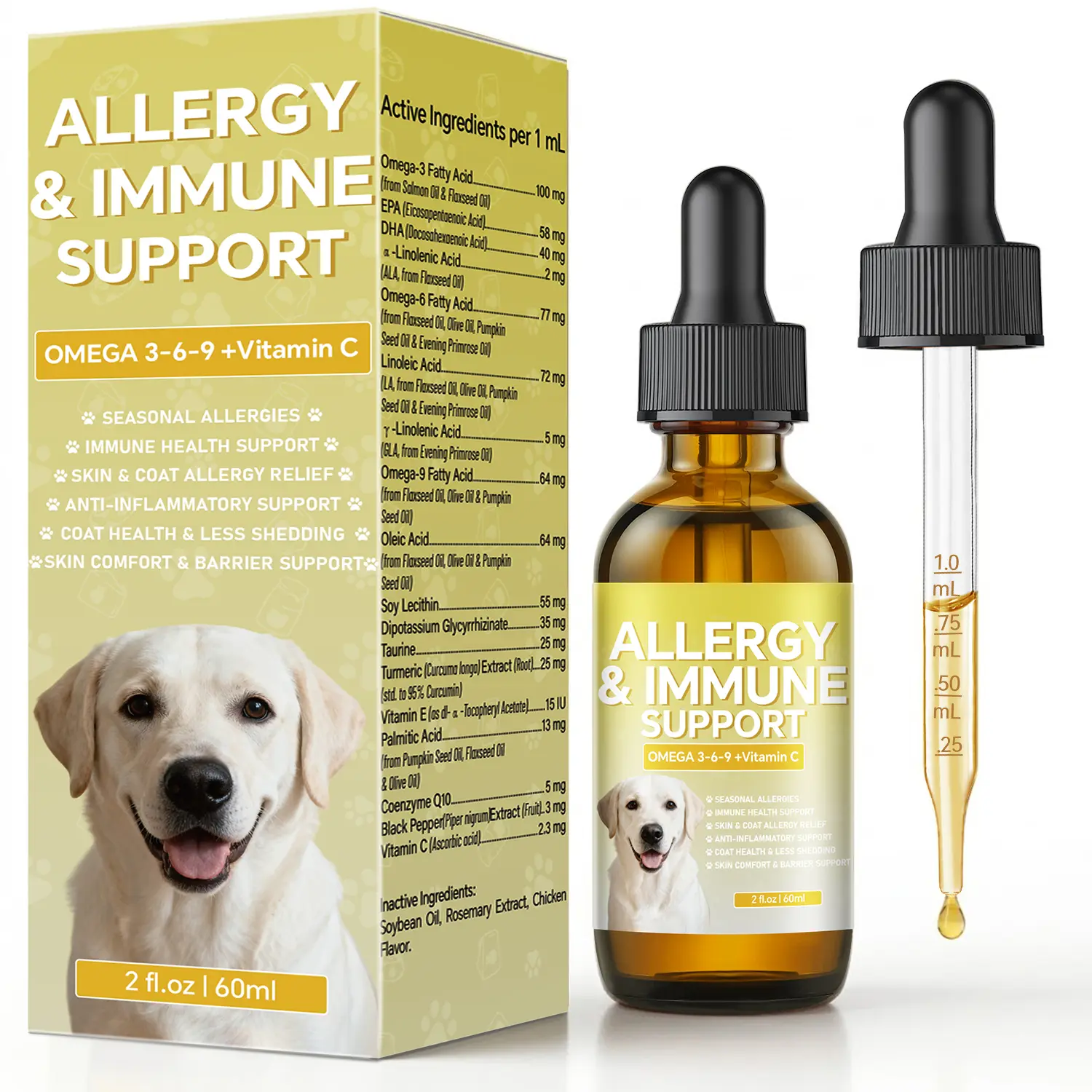 Allergy Relief Drops for Dogs, Natural Anti-Itch Support Supplement, Soothes Seasonal Allergies, Skin Irritation & Boosts Pet Wellness, Gentle Herbal Formula for All Breeds & Ages