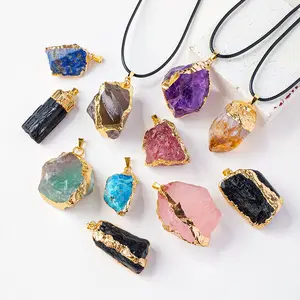 Crystal Raw Stone Necklace Pendant Healing Natural Crystal Stone Gemstone Gorgeous Energy Jewelry Souvenir Valentine Anniversary Love Girlfriend Boyfriend Christmas Halloween Birthday Gift New Year