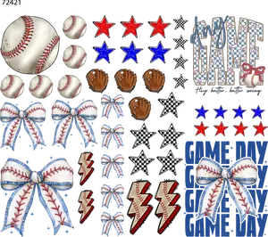 Baseball Element UV DTF Sheet