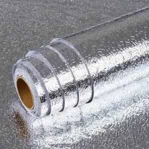 Silver Fiberglass Wallpaper, 1 Count Self-adhesive Wallpaper, Waterproof & Oil-proof Wall Sticker for Kitchen Counter, Cabinet Interior, Dormitory