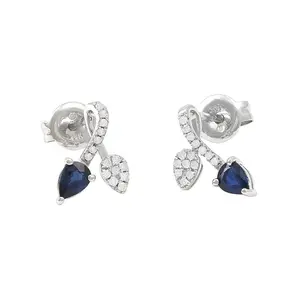 Sapphire and Diamond Earrings in White Gold 14k