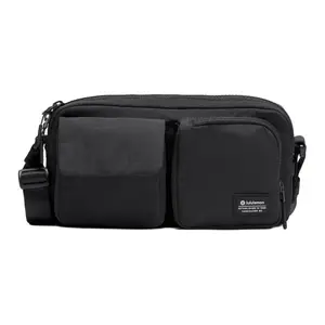 Lululemon Multi-Pocket 2.5L Adjustable Strap Nylon Crossbody Bag for Men in Black