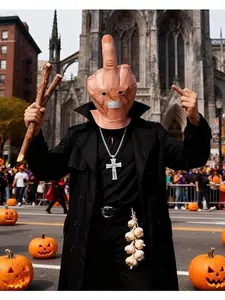 Horror Finger Mask Novelty Middle Finger Party Full Head Cosplay Costume Latex Headwear (Finger) Water Proof Rubber Halloween Mask Spooky