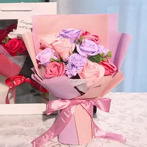 11 Soap Flower Rose Bouquet, Carnations, Teacher's Day Gift, Valentine's Day Gift, Artificial Flowers, Mother's Day Gift