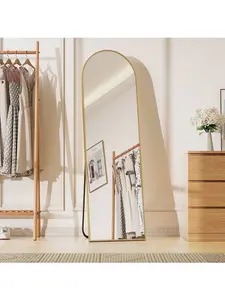 BEAUTYPEAK 59"x 16" Full Length Mirror Arched Standing Floor Mirror Full Body Mirror,Gold