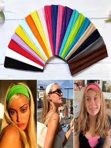 2025 new model, color-fast high elasticity yoga fitness hair band, sports hair band, sweat-absorbing hair band, wide-edge hair band, headband, hair accessory, Elastic Headbands