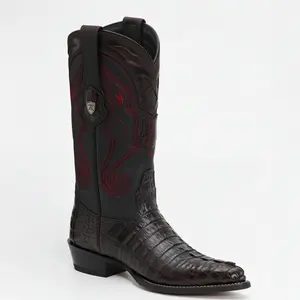 Black Cherry Caiman Tail Western Boots J-Toe