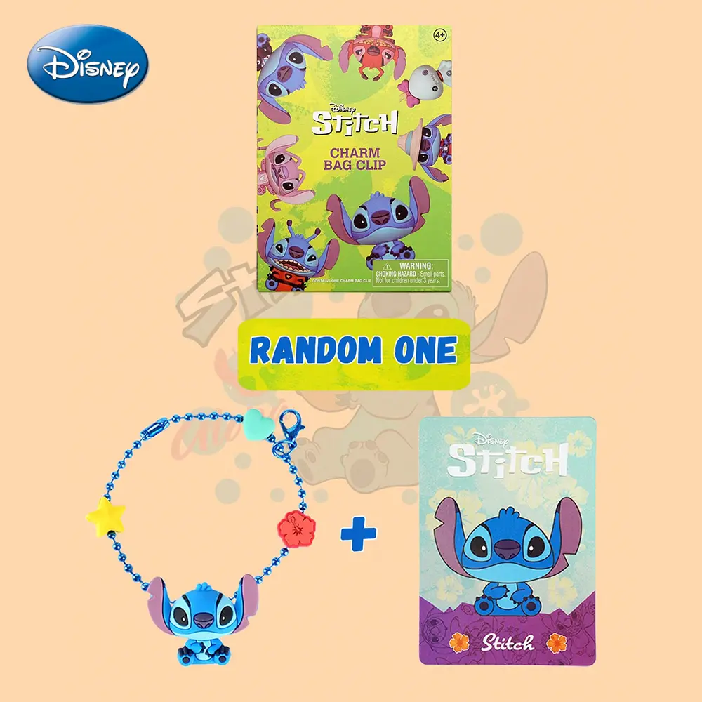 1pc Disney Officially Licensed Stitch and Angel  Character Series Mystery Bulk Bag Clip Keychain Random One for Fans Family and Friends Birthday Christmas Anniversary. Other characters for fans family and friends birthday Christmas Anniversary