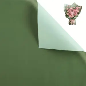 Double Color Flower Wrapping Paper  Florist Bouquet Packaging  20 Sheets 23.6x23.6 Inch (Green)