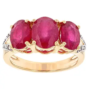 JTV Red Mahaleo(R) Ruby 18k Yellow Gold Over Sterling Silver Ring 5.60ctw