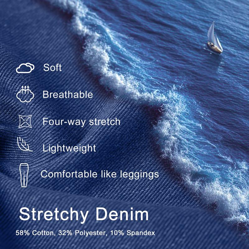 FireSwan Women's Wide Leg Jeans High Waisted Stretchy Denim Pants Elastic Waist Pull On Sweatpant Jeans Trendy Baggy Loose All Seasons Minimalist Basic Trouser Pocket Streetwear Womenswear Bottoms Basic