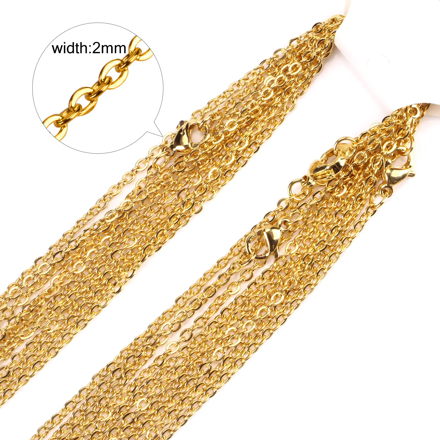 Stainless Steel Basic Rings Chain Set, 10 Pcs/Pack, Gold-Silver Tone Round Links, Waterproof Fade-Proof, Multiple Lengths for Jewelry DIY, Versatile Stackable Everyday Fashion Accessory Necklaces, Basic Chains, Unisex