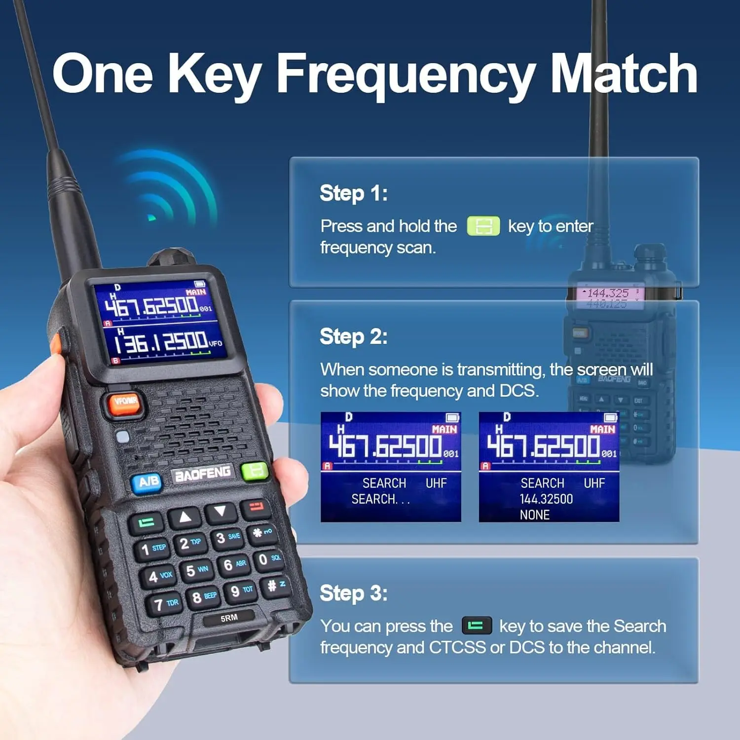 BAOFENG BFUV-5RH 10W Long Range Rechargeable Ham Walkie Talkie Radio - Wireless, Water-Resistant, 8 Bands, NOAA Weather Receiver, Frequency Copy, 2500mAh Type-C Battery, Audio Support, LCD Display, Mobile Programmer Capability, Monitoring Function