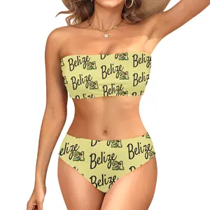 Yellow BZ21 Tube Top Swim Wear Chest Wrap Bikini Swimsuit