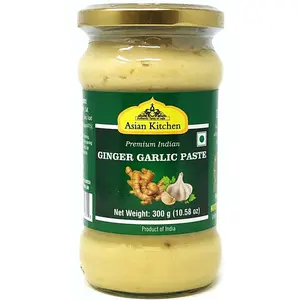 Asian Kitchen Ginger-Garlic Cooking Paste 10.58oz (300g) ~ Vegan | Glass Jar | Gluten Free | NON-GMO | No Colors | Indian Origin