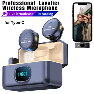 Wireless Lapel Microphone with Charging Box, Type-C Receiver, USB Rechargeable, Noise Cancelling, Ideal for Live Streaming, Phone Video Recording