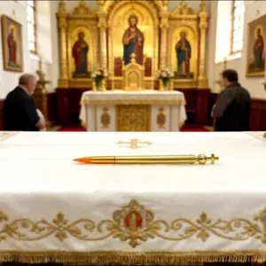 Orthodox Oil Brush, Christian Chrism Brush, Zinc Alloy 6.3-6.69 Inch, For Baptism & Sacraments, Religious Clergy and Church Use