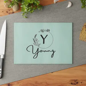 Personalized Glass Cutting Board for Newly Weds, New Home Owner Cutting Board, Personalized Name cutting board