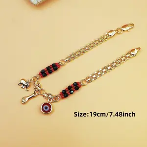 Exquisite Light Luxury Hip Hop Bracelet with Double Row Wide Chain, Magic Eye & Cute Elephant. Trendy Fashion Jewelry