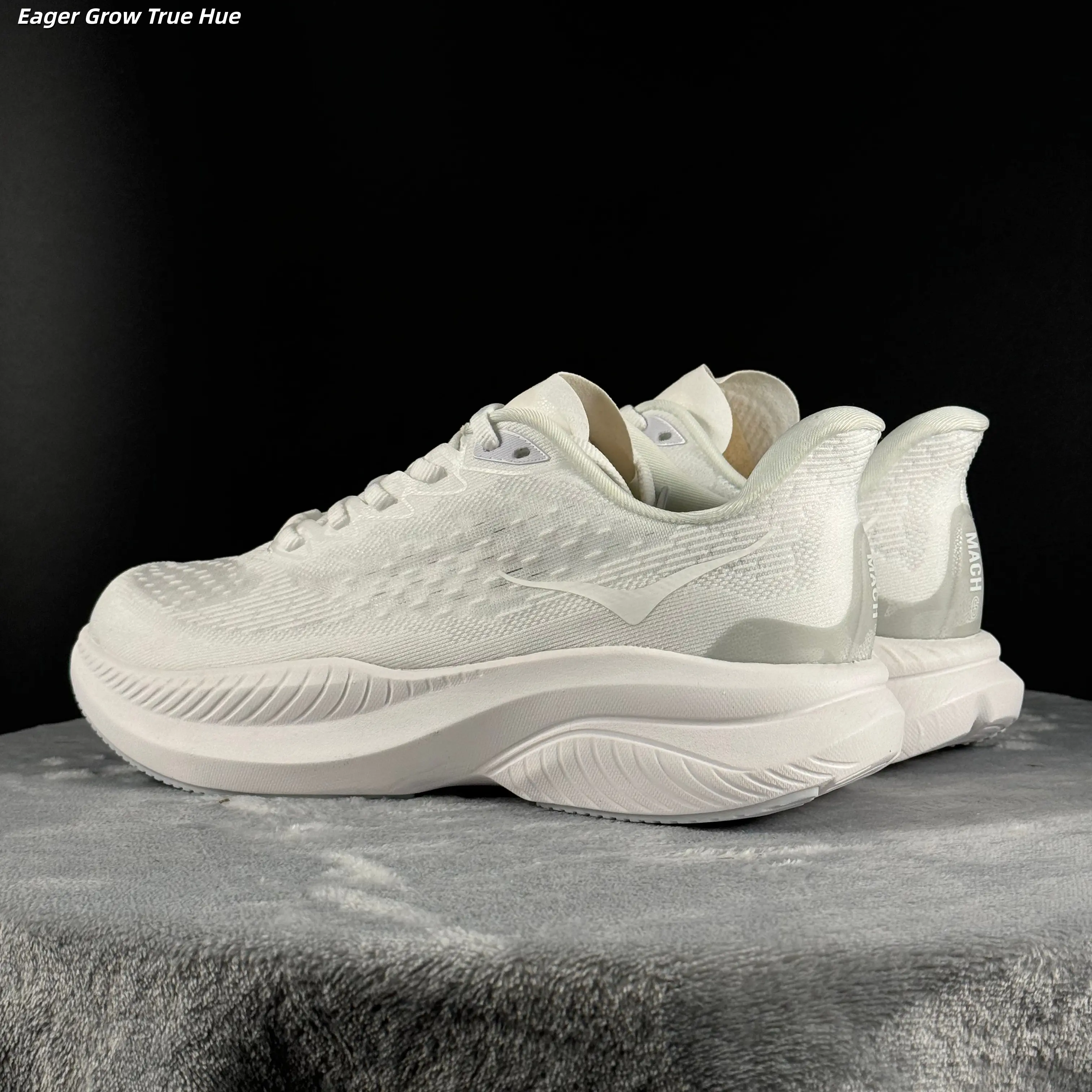 Brand New Original Box Unisex Full White Solid Mesh Road Running Shoes Ultra Thick Multi Wave Foam Cushion Non Slip Breathable Training Gym Athletic Sneakers US Sizes 5-12