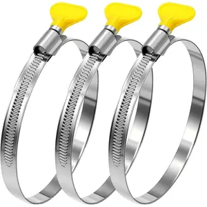 3 count Dryer Hose Clamp 4 Inch Hose Clamp Stainless Steel Thumb Screw Hose Clamps for Dryer Vent Clamp, Dust Collection Hose, Automotive  Line and Plumbing (91-114mm)