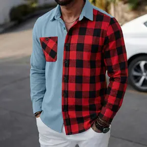Bold Half-Plaid Color-Block Shirt – Urban Streetwear Essential Perfect for Stylish Outfits