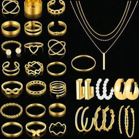 Women's Jewelry Set Necklace Ring Earrings Heart Flower Butterfly Pendant, Matching Jewelry Set Trendy Jewelry Set Fashionable Jewelry Set Elegant Fashion Design for Daily Wear & Special Occasions
