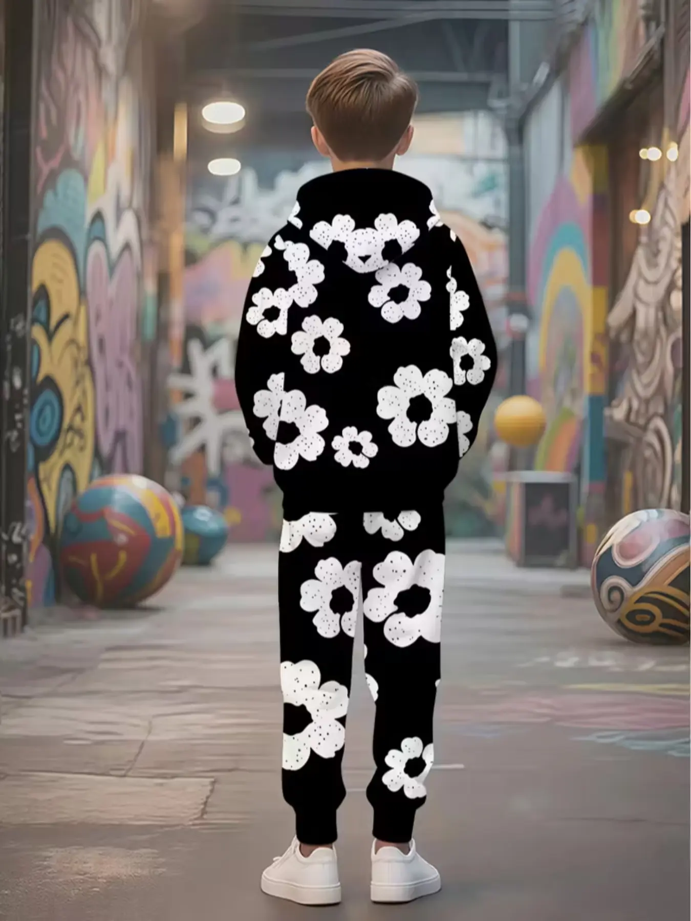 Boys' Casual Fitted Pants Set, Clothes Kids, Geometric Pattern Design, Perfect for Outdoor Activities & All-Season Wear, Comfortable Daily