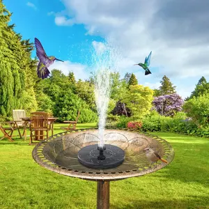 Solar Fountain Kit with 6 Nozzles, Solar Fountain Pump, Suitable for Bird Baths, Gardens, Ponds, Swimming Pools, Outdoors, Waterfall, Garden Fountains
