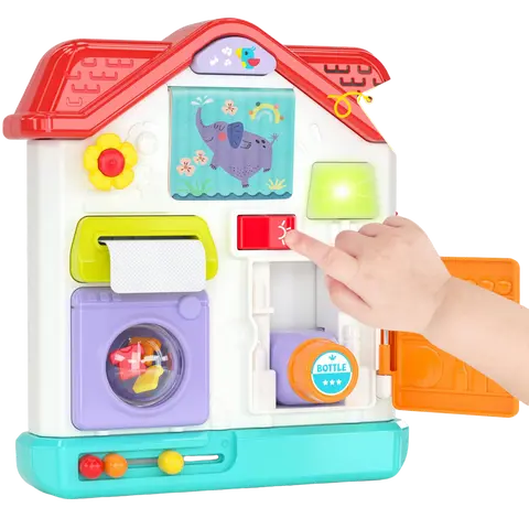 Hola 9-in-1 Montessori Busy Board - Unisex ABS Plastic Toddler Montessori Toy, Christmas Baby Early Learning Toy for 12-18 Months, Requires 3 AAA Batteries with Lights & Melodies