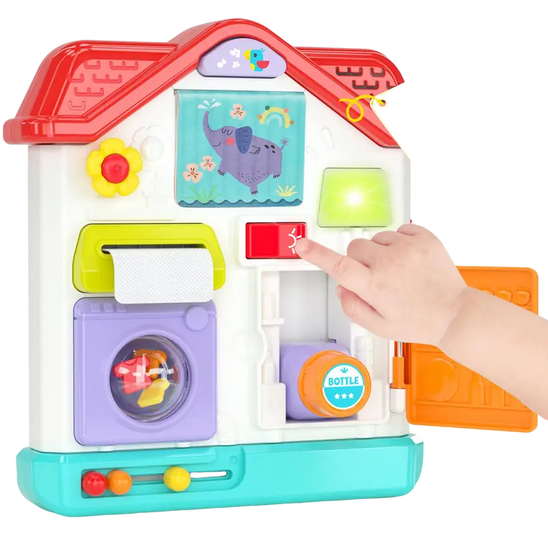 Hola 9-in-1 Montessori Busy Board - Unisex ABS Plastic Toddler Montessori Toy, Christmas Baby Early Learning Toy for 12-18 Months, Requires 3 AAA Batteries with Lights & Melodies
