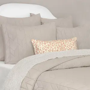 Dove Grey Chevron Quilt Sham Pair