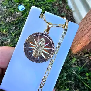 virgen de guadalupe round necklace pendant