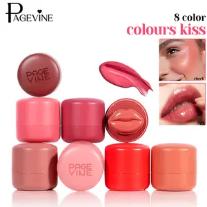 Lip and Cheek Balm in Fun Lip-Shaped Jar, 2 in 1 Color Cream for Lips and Cheeks, Glossy Jelly Finish, Moisturizing and Buildable, Playful Makeup for Daily Wear, Dating, Parties and Creative Looks.