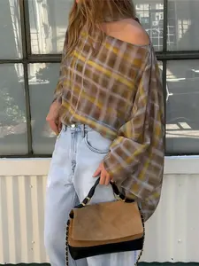 Women's Retro Fashion Casual Plaid Shawl, Versatile Commute Style, Perfect for Daily Use, School, and Vacation, Stylish and Comfortable