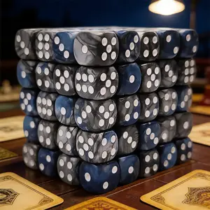 100pcs 12mm D6 Mini Dice, Marble Pearl Texture Blue- with Pips, Rounded Edges, Ideal for Board Games, Perfect for Gaming Enthusiasts