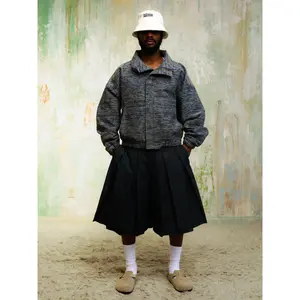 ZANE BOMBER Navy Tweed Fabric Jacket