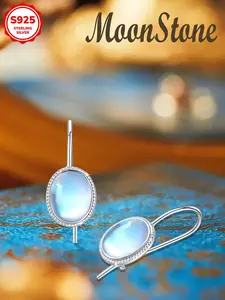 Elegant Women's 925 Silver Moonstone Accent Earrings, Oval Shape, Fashionable Lightweight Design, Daily Wear, Gift for Friends, Birthday, Valentine's Day