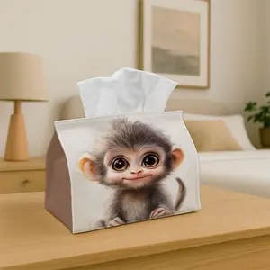 1PC Tissue Box with Small monkey with big eyes  Decorative Storage Box for Holiday Home Decor, Kitchen, Living Room, Car - Festive Tissue Dispenser Ideal Gift, Compact & Stylish for Tissues or Decorative Use