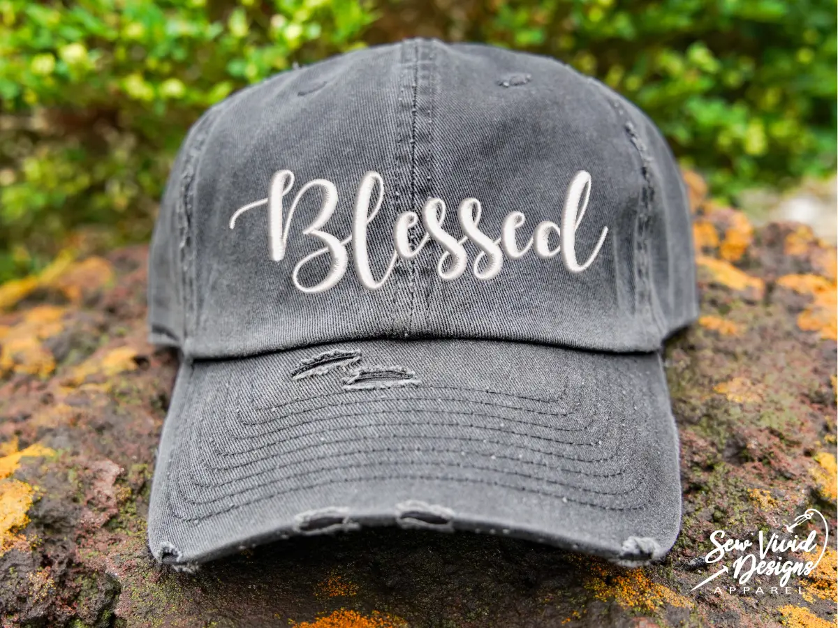 Blessed Hat | Distressed Baseball Cap OR Ponytail Hat | Custom Embroidered Hat | Gift for Her | Blessed Baseball Cap | #Blessed