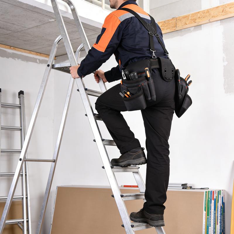 Tool Belt with Suspenders Heavy Duty Comb Apron Construction Suspension Rig Tool Bag for Builders Electrician and Framers Portable Utility Storage Bag Adjustable Multi Purpose Repair Tool Pouch Bag