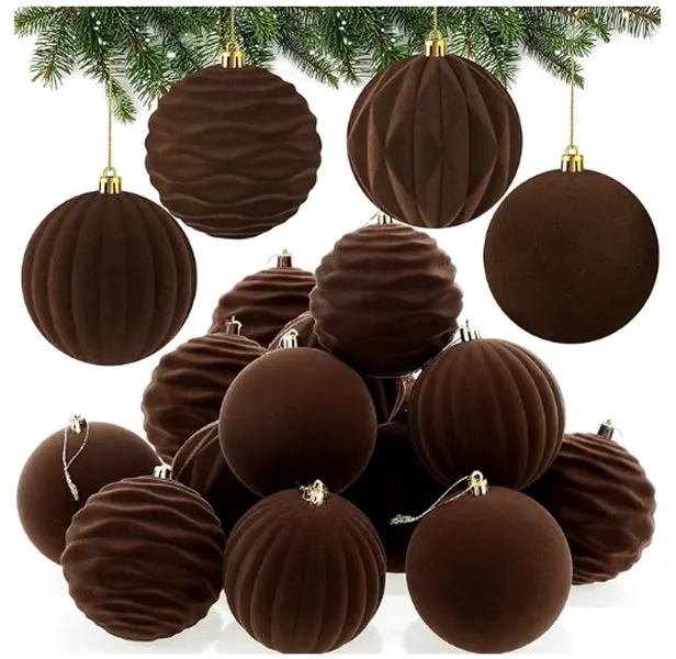 Christmas Ball Ornaments Large Flocked Christmas Tree Hanging Ornaments Shatterproof Xmas Bulbs for Home Xmas Tree Party Decor