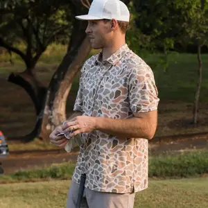 Men’s Performance Polo – Driftwood Camo Print, Lightweight Breathable Fit