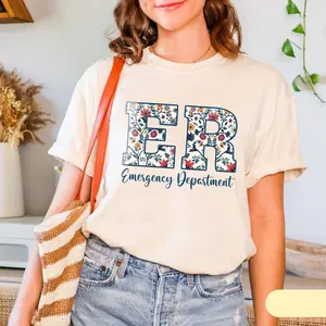 Floral Emergency Department T-Shirt, ER Nurse Shirt, ER Nurse Gift, Er Department Sweater, RN, ER Nurse Crewneck, Emergency Room Tee Hoodie Soft