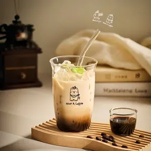 1/2 piece Borosilicate Glass Cup, High-Appearance Women-Specific Heat-Resistant Water Cup, Popular Portable Coffee Tea Cup, Home Office Breakfast Milk Drink Travel Cup, Leak-Proof Clear High-Appearance Drinking Cup