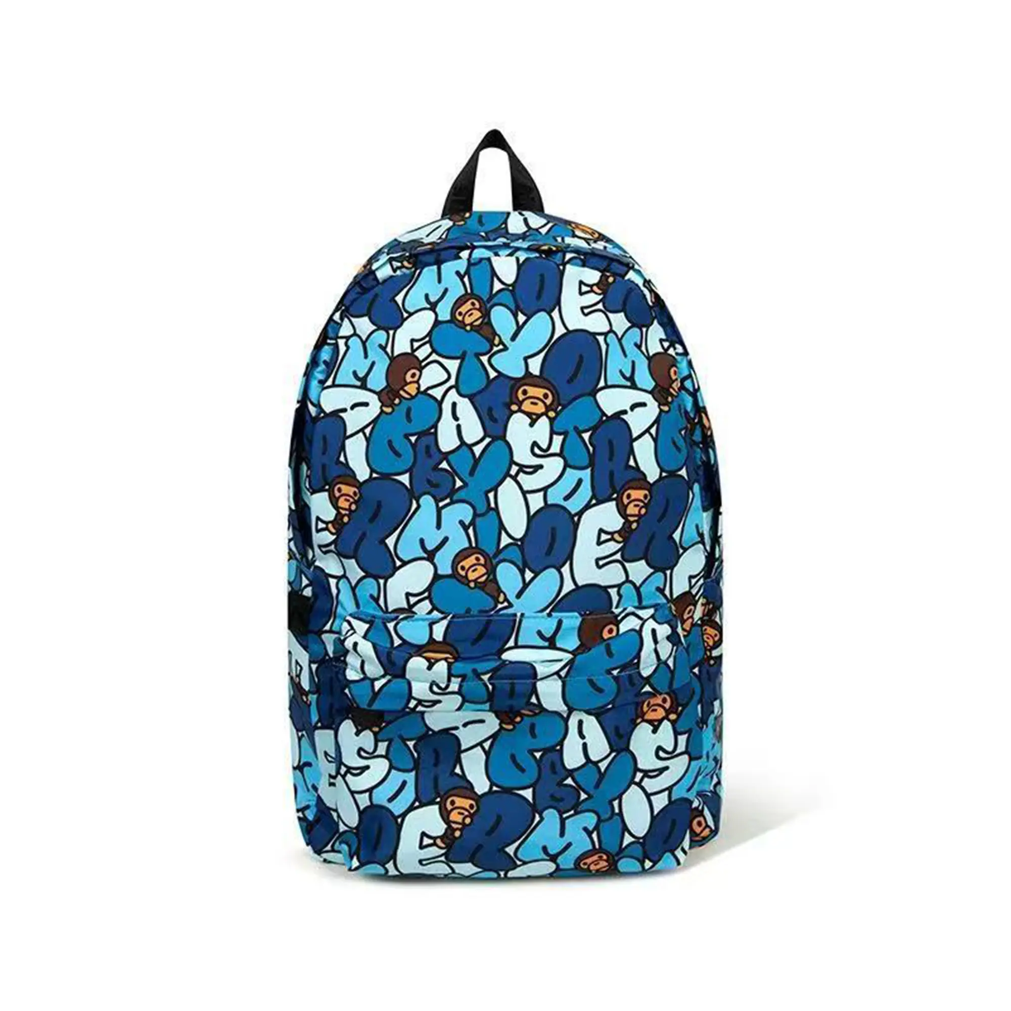 Baby Milo All-Over Print Backpack - Cartoon Monkey Camo, Large-Capacity Lightweight Laptop Bag with Front Pocket, for Teens, Casual Fashion Travel School Bookbag (Multiple Color Options)