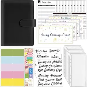 Budget Binder with Money Saving Challenge, Money Saving Binder with Cash Envelopes, Expense Sheets, Challenge Tracker & Category Labels, Envelope Savings Challenges Book for Home Office School